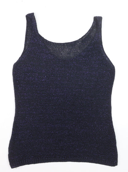 Next Women’s Blue Metallic Knit Tank Top Size 10