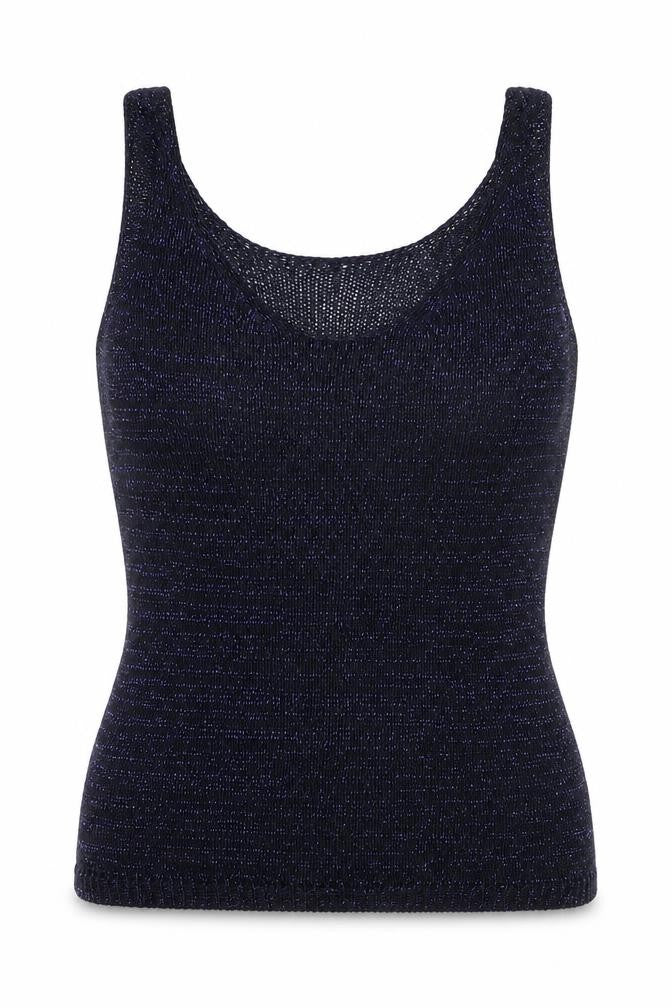 Next Women’s Blue Metallic Knit Tank Top Size 10