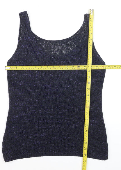 Next Women’s Blue Metallic Knit Tank Top Size 10