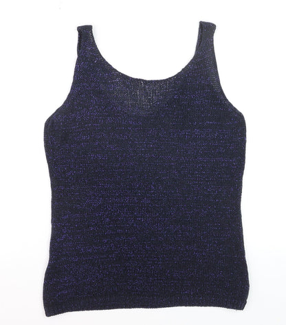 Next Women’s Blue Metallic Knit Tank Top Size 10
