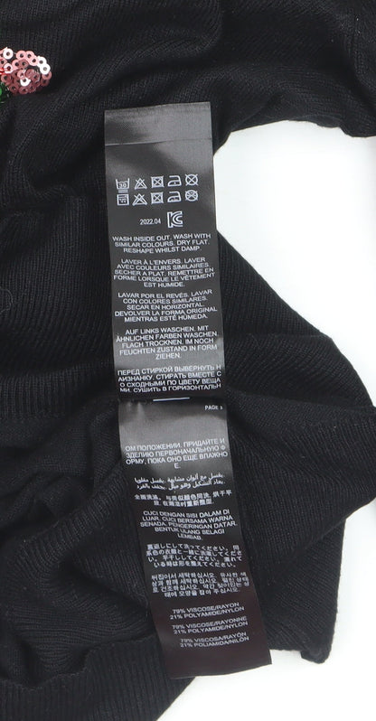 Lipsy Women’s Black Sequin Love Christmas Jumper Size 12
