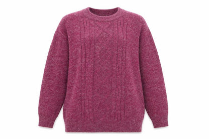Damart Women’s Purple Cable-Knit Acrylic Pullover Jumper Size L 18/20