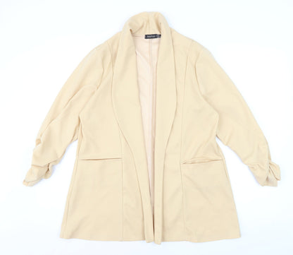 Boohoo Women Beige Shawl Collar Longline Blazer Size 18