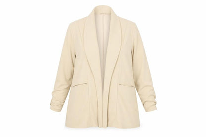 Boohoo Women Beige Shawl Collar Longline Blazer Size 18