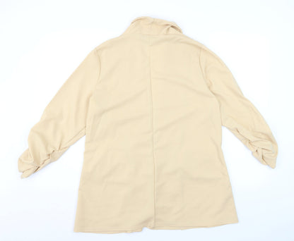 Boohoo Women Beige Shawl Collar Longline Blazer Size 18