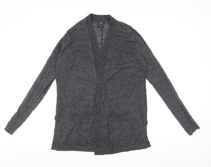 GAP Womens Grey Linen Blend Long Sleeve Open Cardigan M