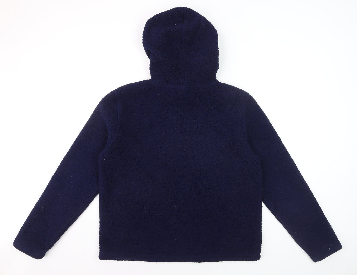 Fila Women Navy Blue Hooded Pullover Hoodie Size L Fleece Logo