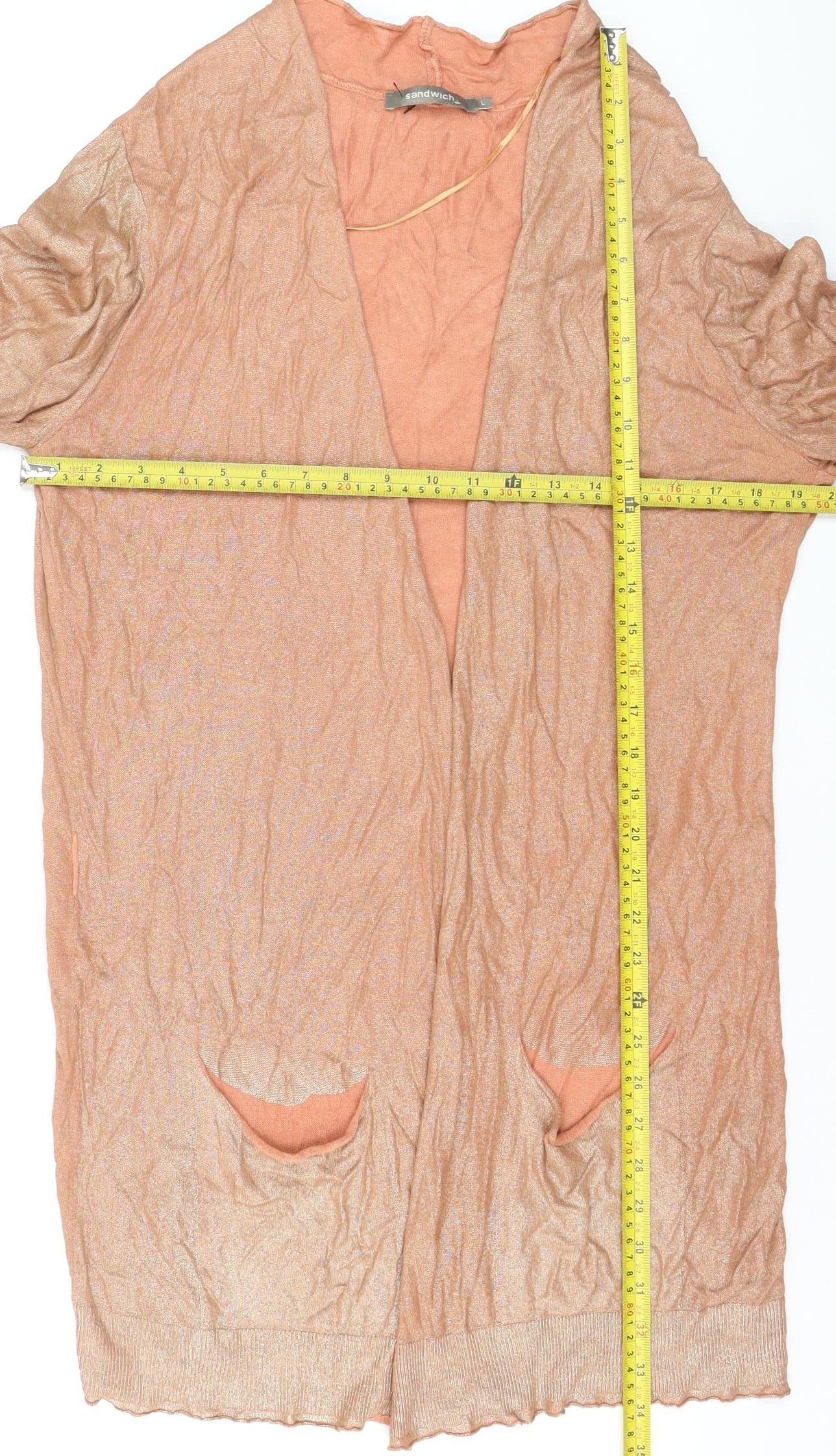 Sandwich Women’s Beige Long Sleeve Open Cardigan Size L Linen Blend