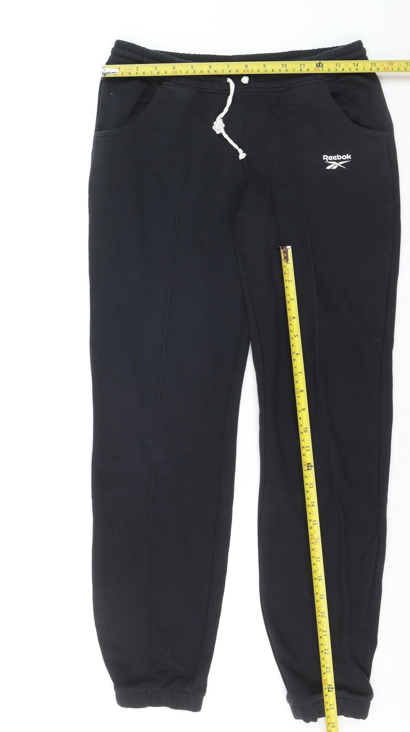 Reebok Women Black Small Jogger Sweatpants Elastic Waist Pockets
