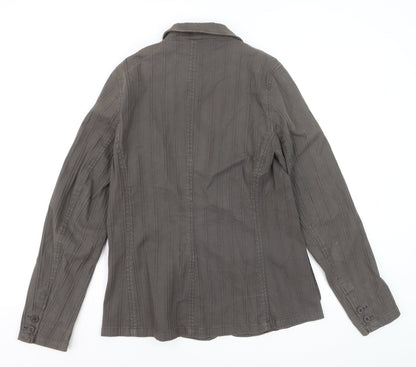 B & D Fashions Women’s Brown Striped Cotton Blazer Jacket Size 12