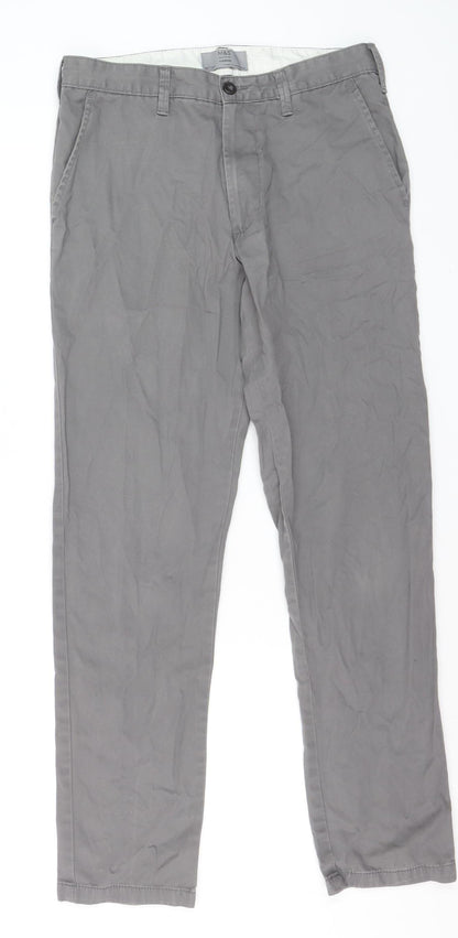 Marks and Spencer Men's Grey Cotton Chino Trousers 30W 31L Tapered Fit