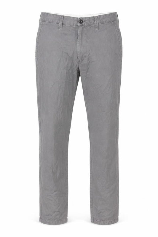 Marks and Spencer Men's Grey Cotton Chino Trousers 30W 31L Tapered Fit