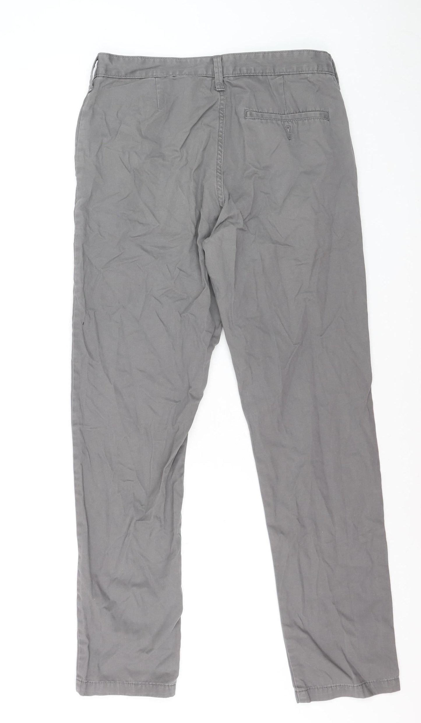 Marks and Spencer Men's Grey Cotton Chino Trousers 30W 31L Tapered Fit