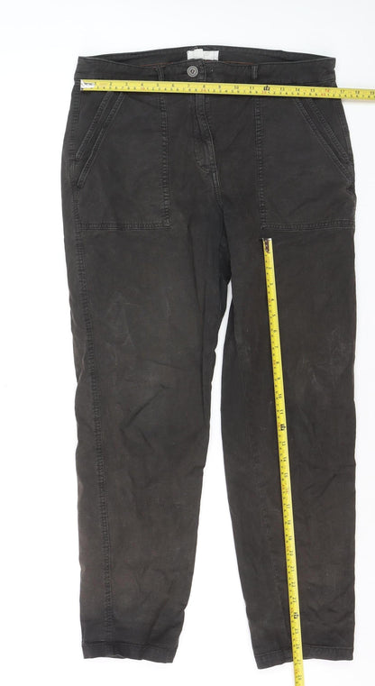 White Stuff Womens Black Cotton Chino Trousers Size 14 Regular