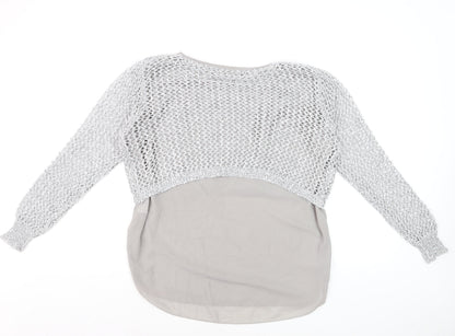 Apricot Women Grey Open-Knit Pullover Jumper Size 12