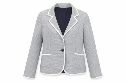 Next Women Blue Striped Cotton Blazer UK 10 Single Breasted Jacket