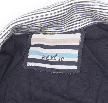 Next Women Blue Striped Cotton Blazer UK 10 Single Breasted Jacket