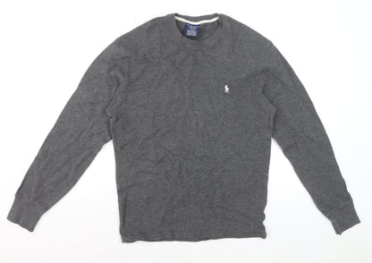 Polo Ralph Lauren Men's Grey Cotton Waffle-Knit Jumper L