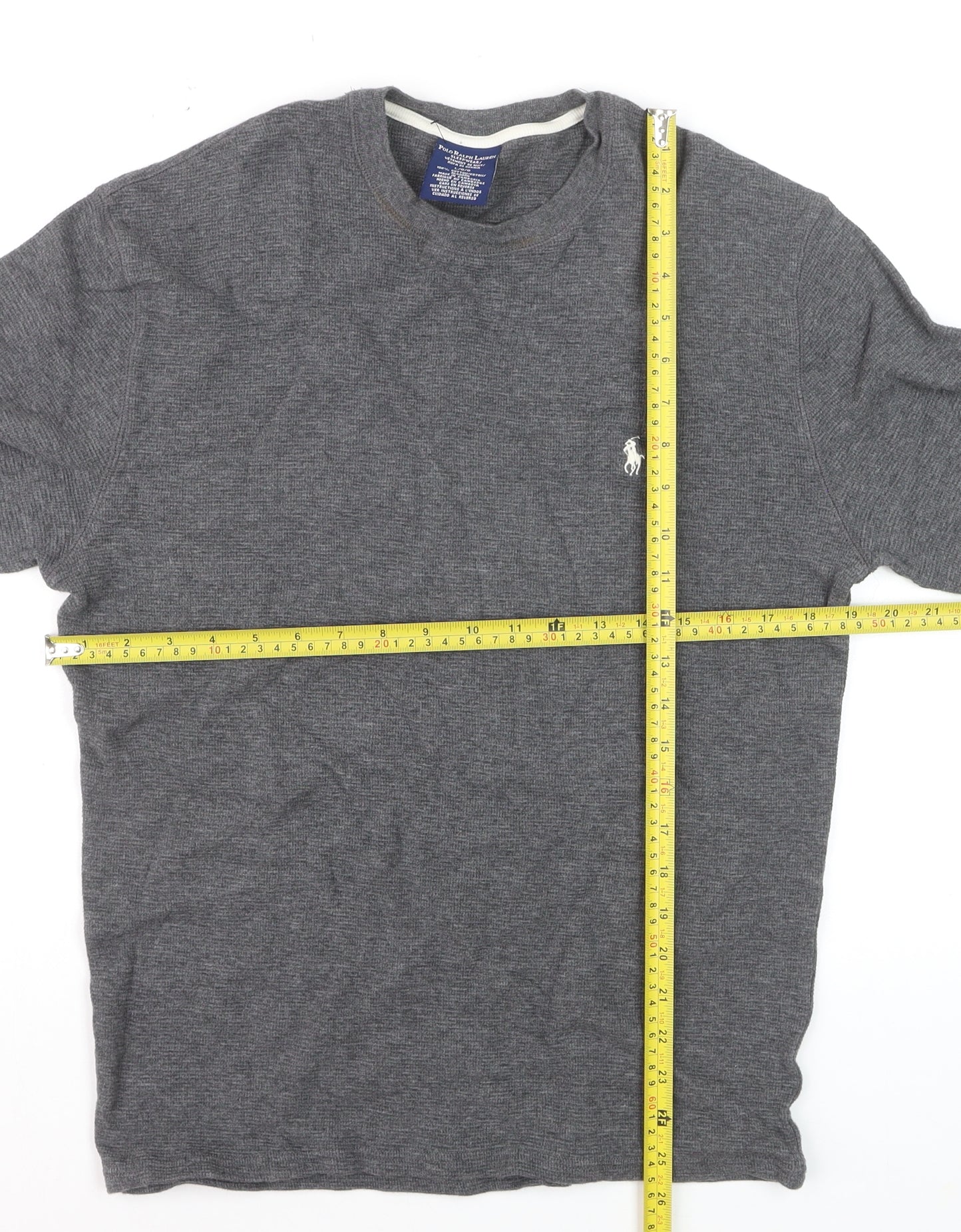 Polo Ralph Lauren Men's Grey Cotton Waffle-Knit Jumper L