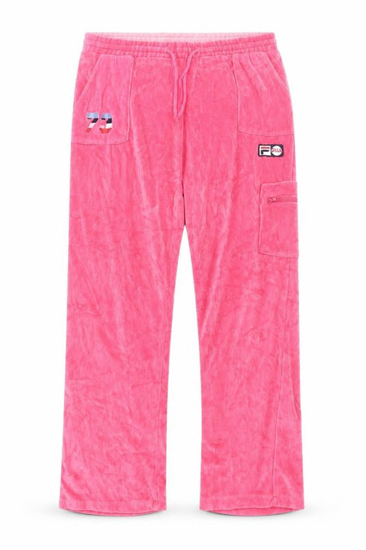 Fila Womens Pink Velour Jogger Trousers XL 16 Drawstring Pockets