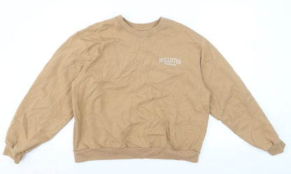 Hollister Womens Beige Crew Neck Pullover Sweatshirt M