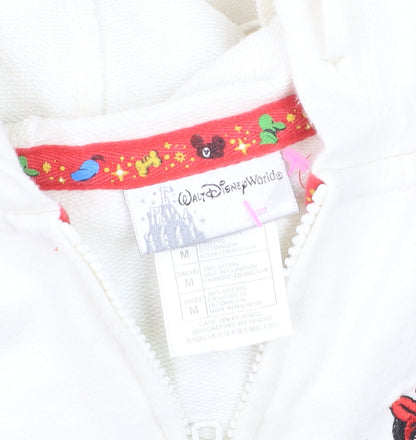 Walt Disney World Women’s White Full Zip Hoodie Size M Embroidered Mickey Minnie