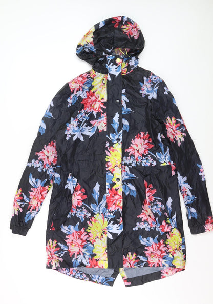 Joules Women’s Multicoloured Floral Waterproof Hooded Rain Coat Size 8