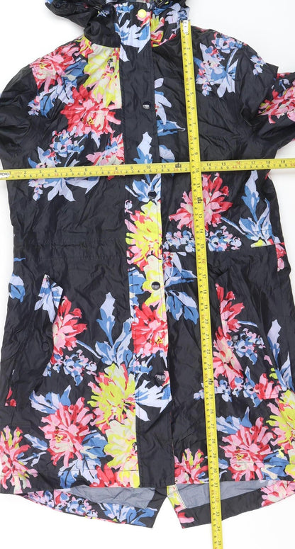Joules Women’s Multicoloured Floral Waterproof Hooded Rain Coat Size 8