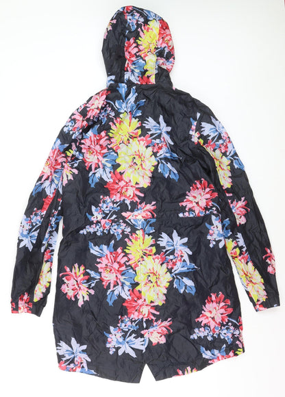 Joules Women’s Multicoloured Floral Waterproof Hooded Rain Coat Size 8