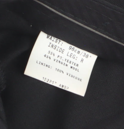 Authentic Clothing Company Men's Black 38in Formal Wool-Blend Dress Pants