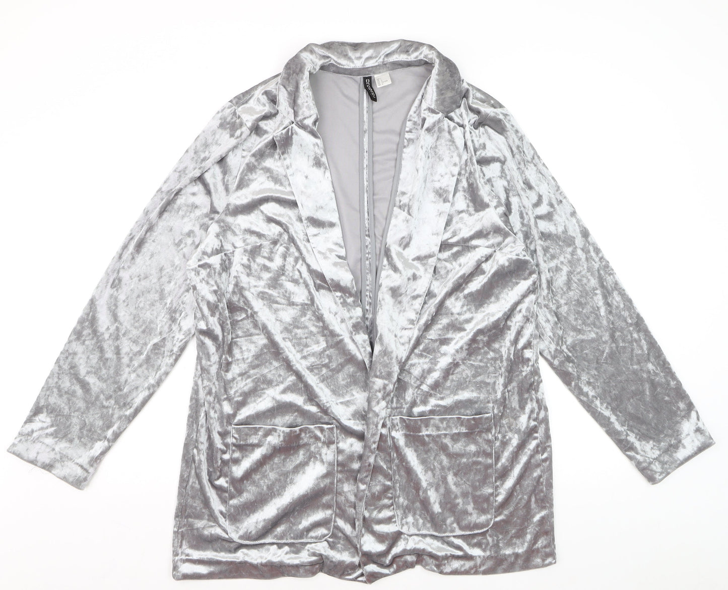 H&M Divided Women’s Silver Velvet Long Sleeve Cardigan Size 14