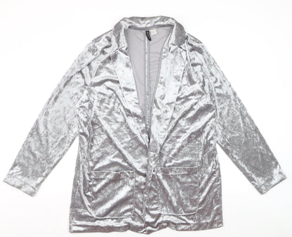 H&M Divided Women’s Silver Velvet Long Sleeve Cardigan Size 14