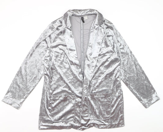 H&M Divided Women’s Silver Velvet Long Sleeve Cardigan Size 14