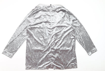 H&M Divided Women’s Silver Velvet Long Sleeve Cardigan Size 14
