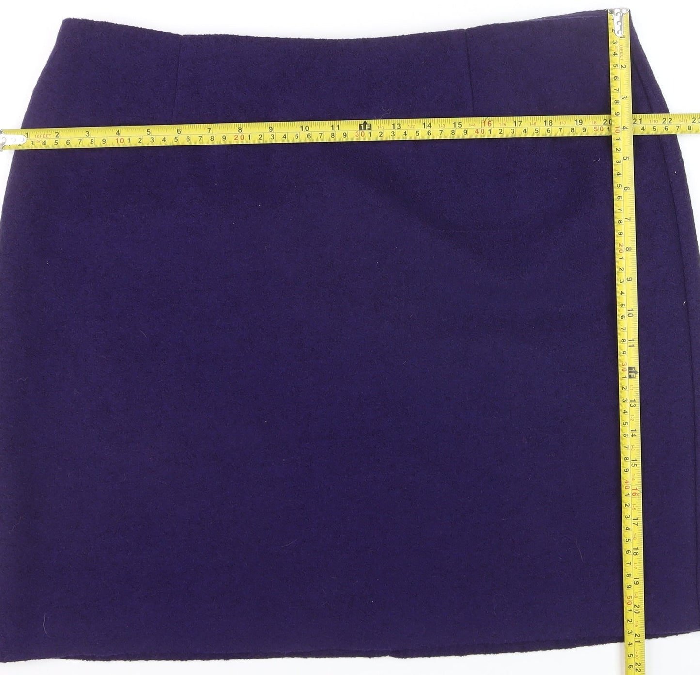 Marks and Spencer Women Purple Wool Blend Knee Length Pencil Skirt Size 18