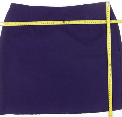 Marks and Spencer Women Purple Wool Blend Knee Length Pencil Skirt Size 18