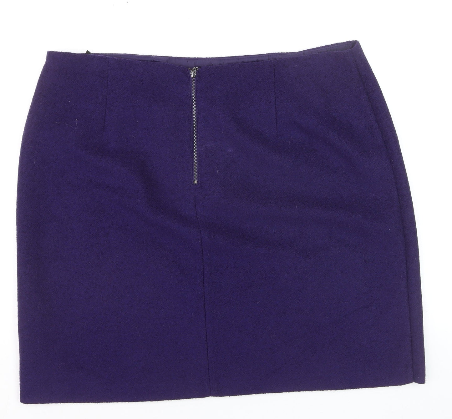 Marks and Spencer Women Purple Wool Blend Knee Length Pencil Skirt Size 18