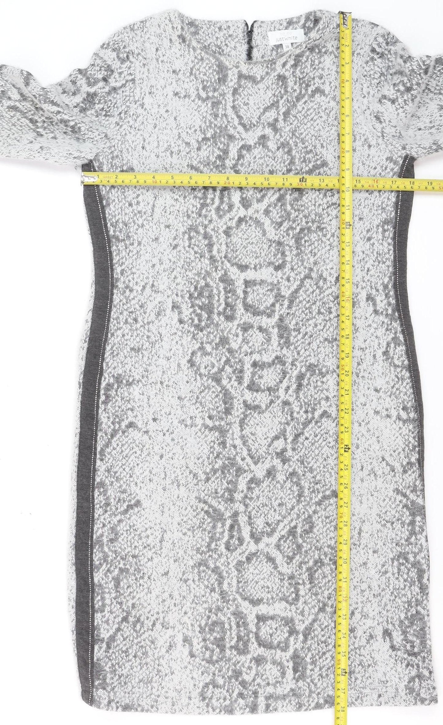 Just White Womens Grey Animal Print Knit Sheath Dress Size 10