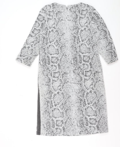 Just White Womens Grey Animal Print Knit Sheath Dress Size 10
