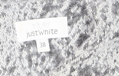 Just White Womens Grey Animal Print Knit Sheath Dress Size 10