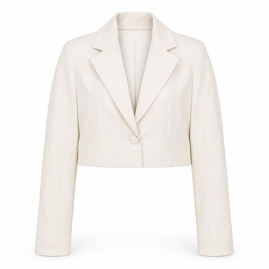 Boohoo Women Beige Cropped Blazer Jacket UK 10