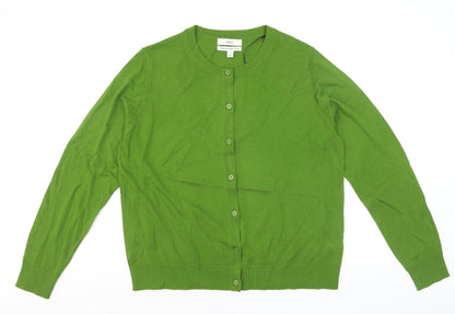 Marks and Spencer Women Green Size 18 Merino Wool Button Cardigan