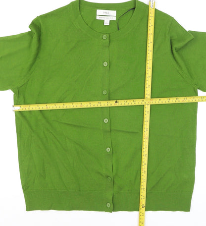 Marks and Spencer Women Green Size 18 Merino Wool Button Cardigan