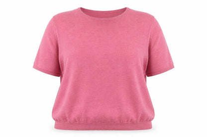 Country Collection Women Pink Merino Wool Short Sleeve Jumper Size 22