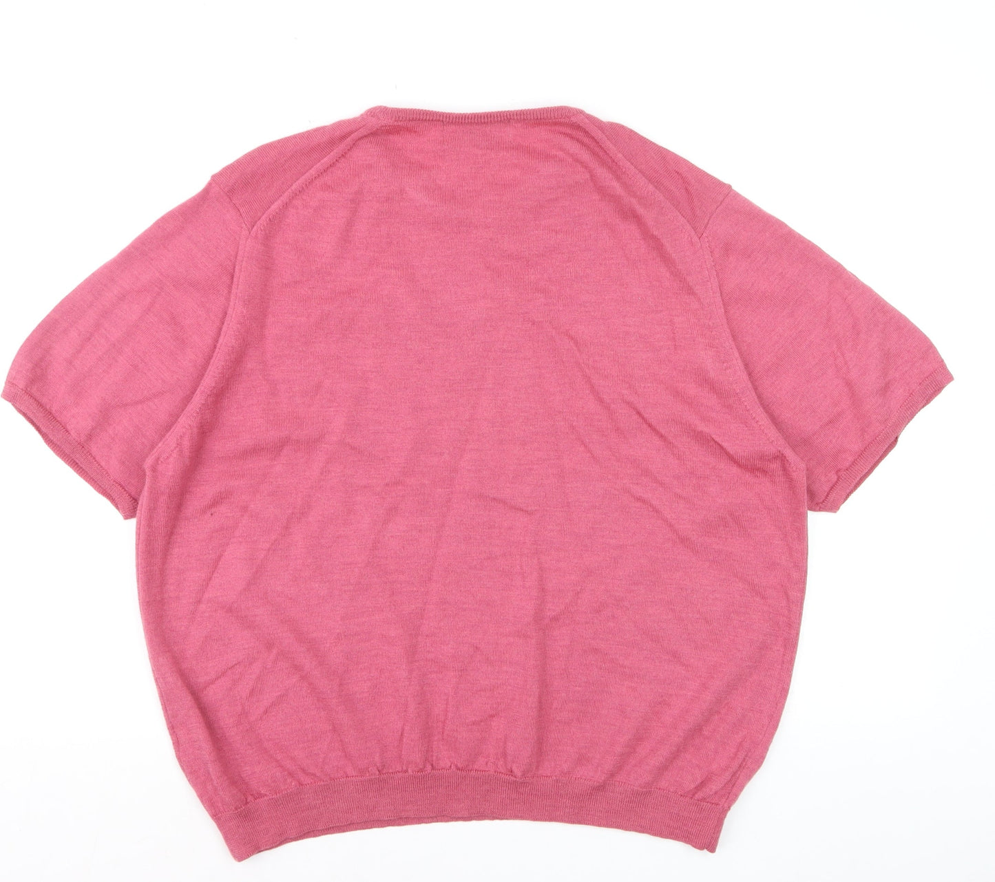 Country Collection Women Pink Merino Wool Short Sleeve Jumper Size 22