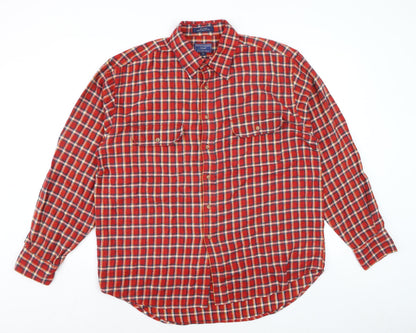 Susquehanna Trail Outfitters Men's Red Check Flannel Button-Up Shirt L