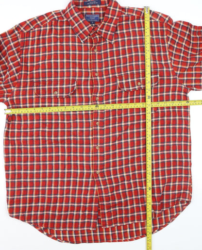 Susquehanna Trail Outfitters Men's Red Check Flannel Button-Up Shirt L