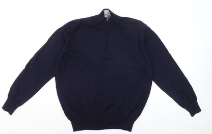Marco Fiori Men’s Blue XL 1/2 Zip Merino Wool Jumper