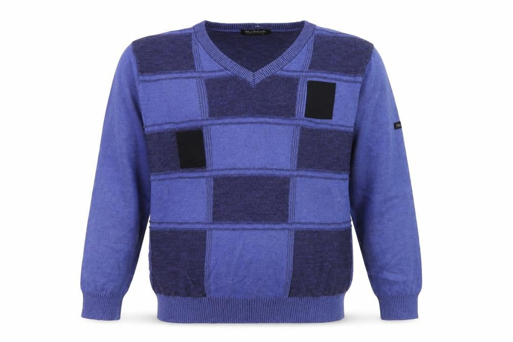 Monte Carlo Men's Blue Wool Blend V-Neck Pullover Jumper M