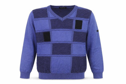 Monte Carlo Men's Blue Wool Blend V-Neck Pullover Jumper M